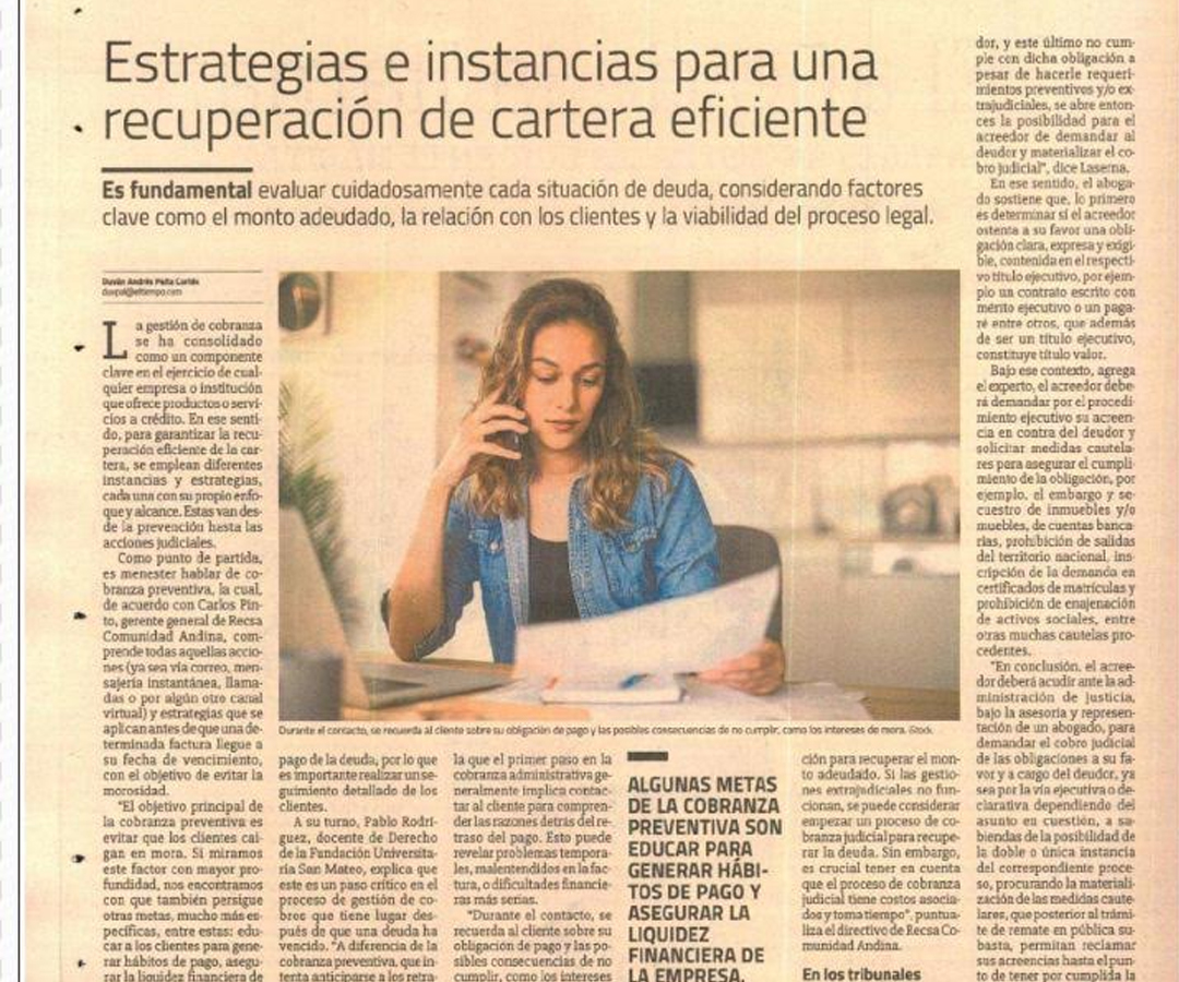Estrategias e instancias para una recuperación de cartera eficiente